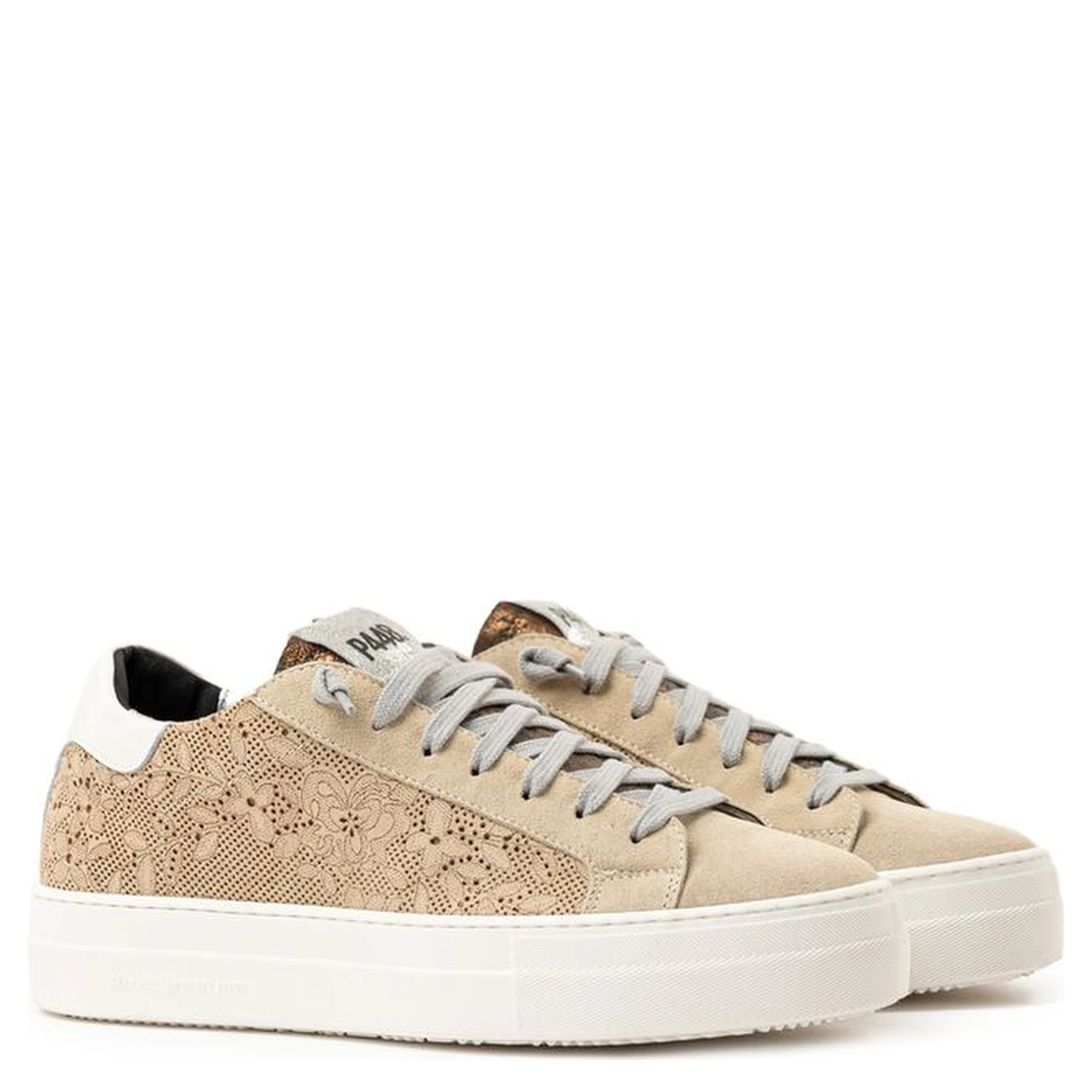 Beige Leather Athletic Sneakers