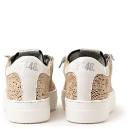 Beige Leather Athletic Sneakers