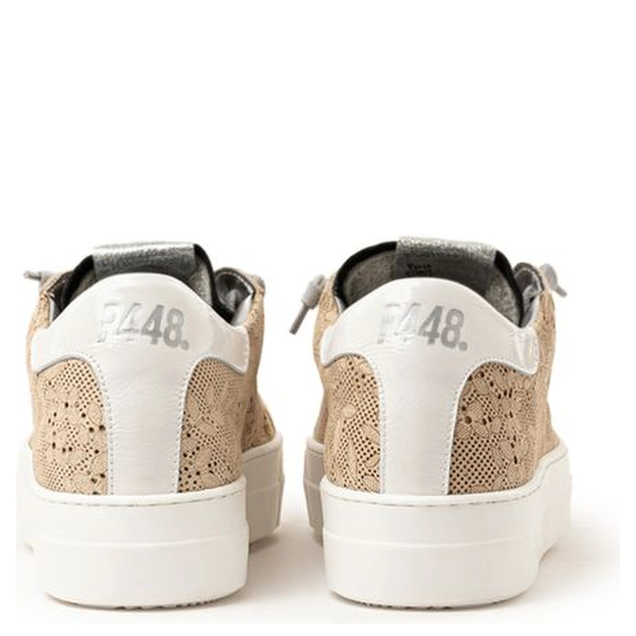 Beige Leather Athletic Sneakers