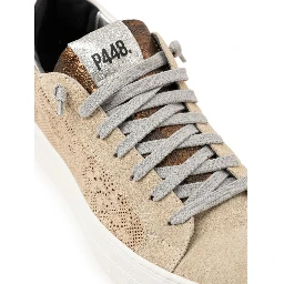 Beige Leather Athletic Sneakers