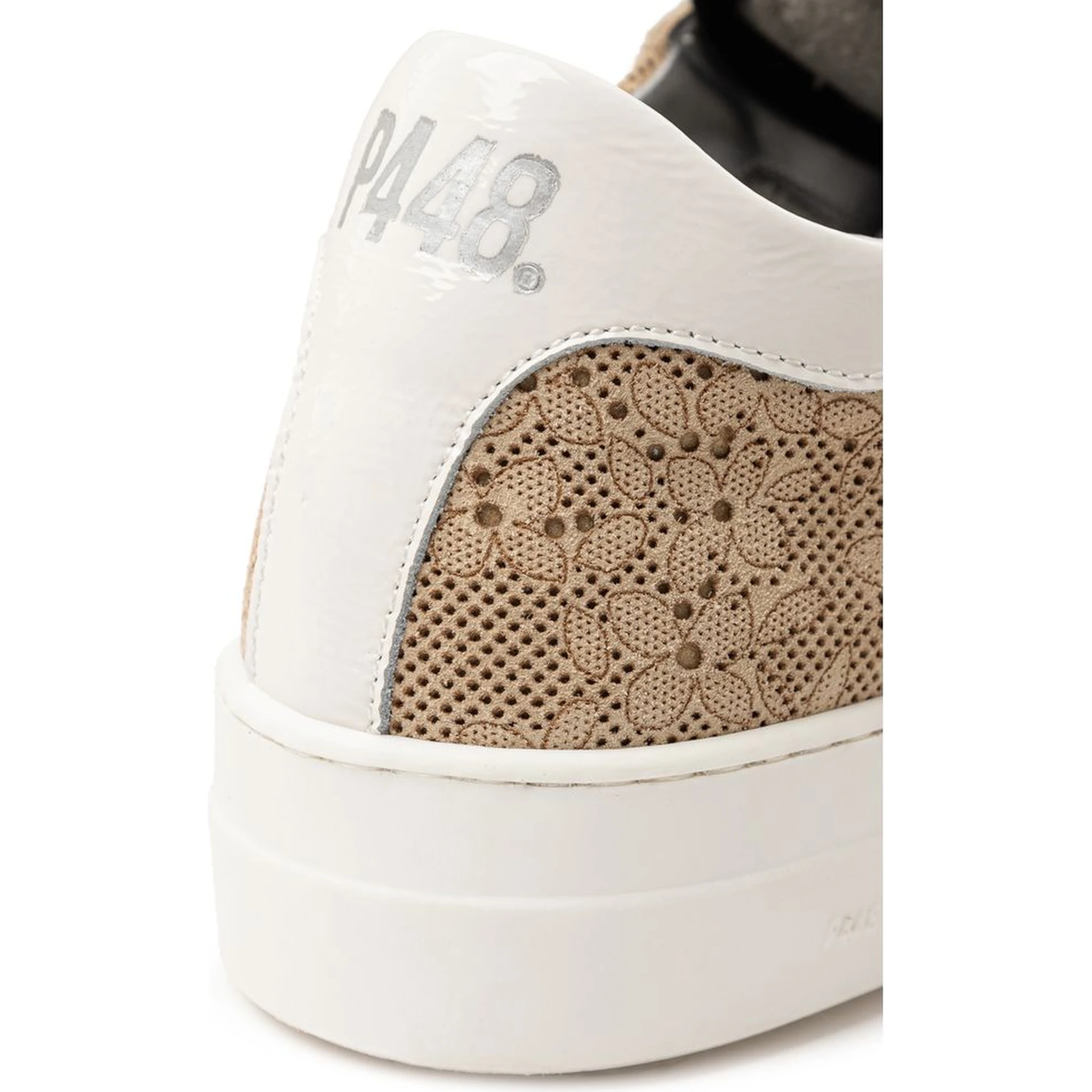 Beige Leather Athletic Sneakers