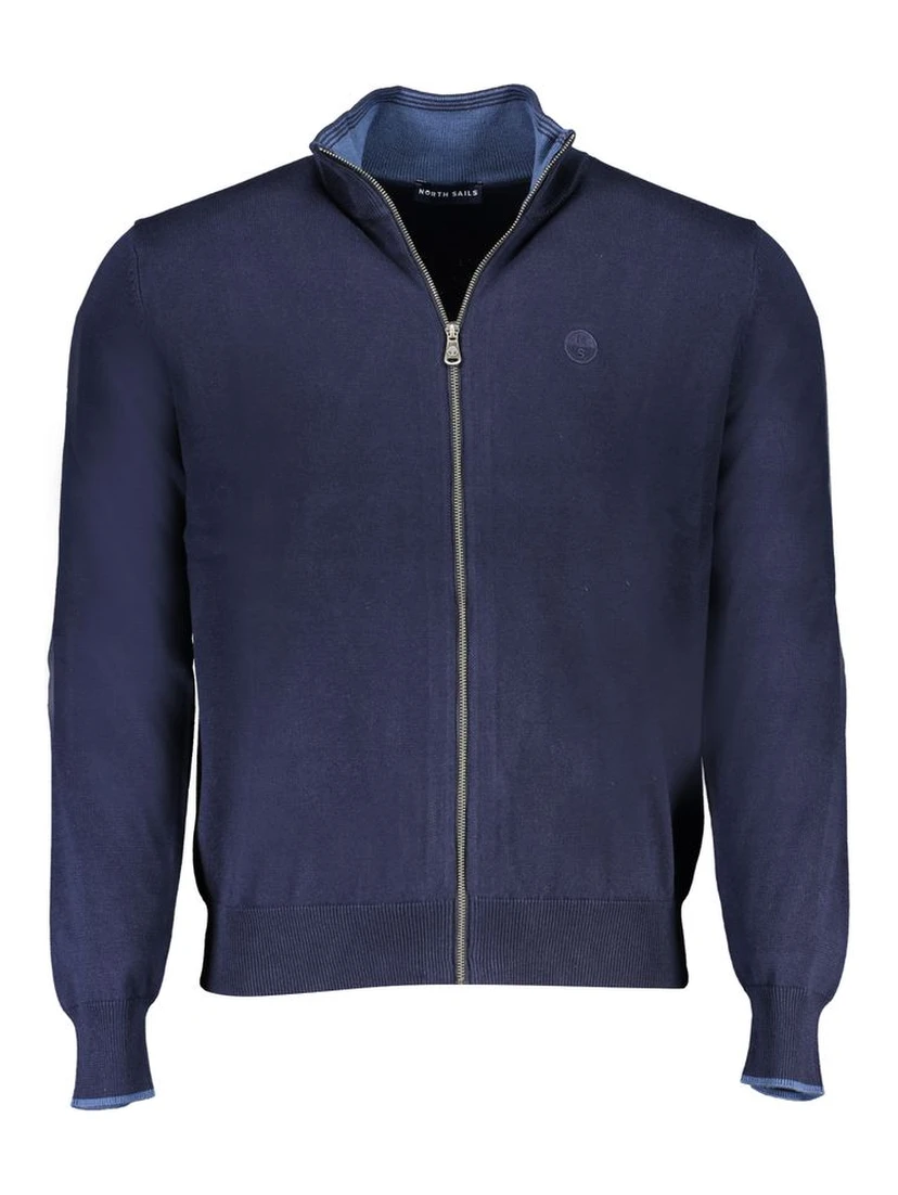 Men's blue cotton sweater with a full zip