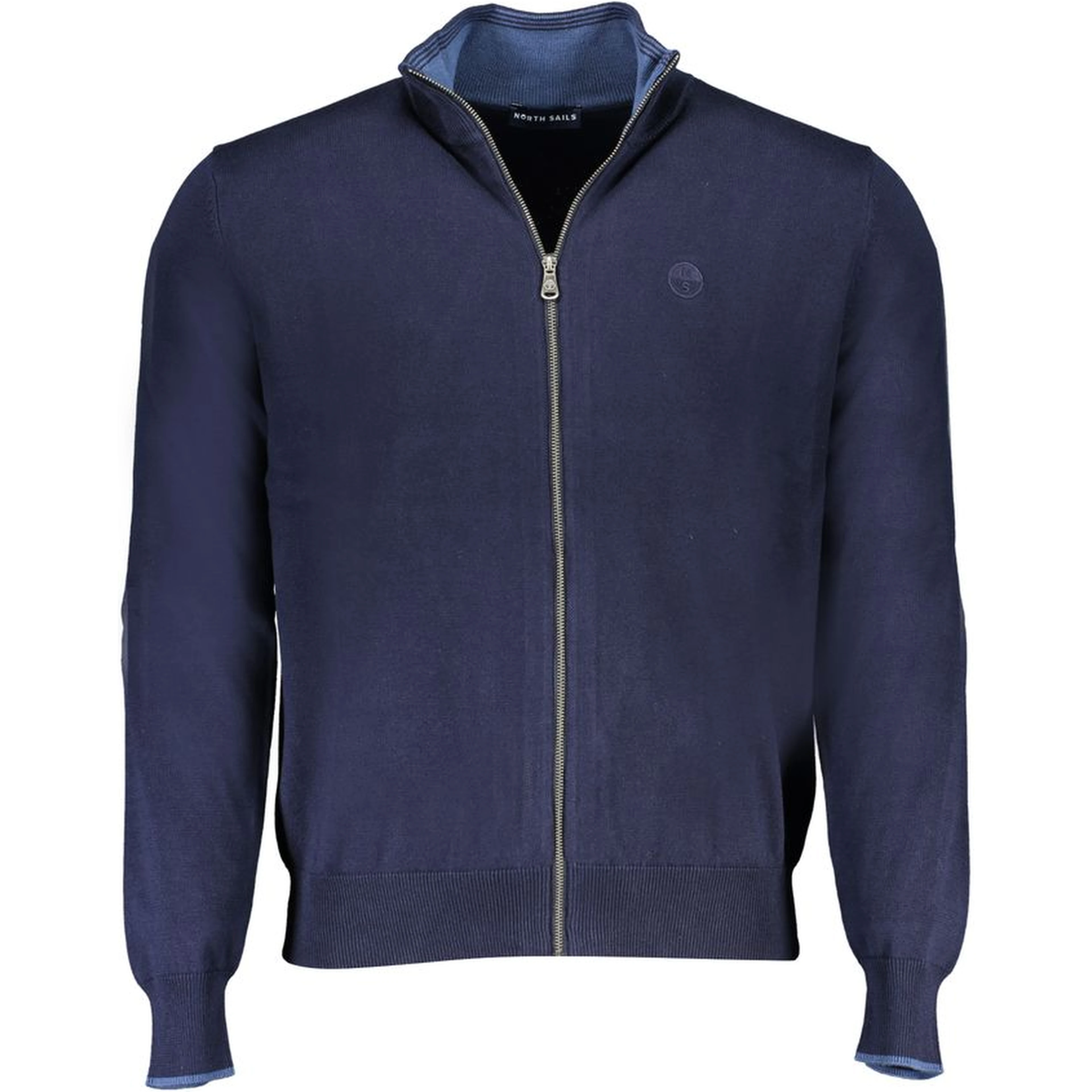Men's blue cotton sweater with a full zip
