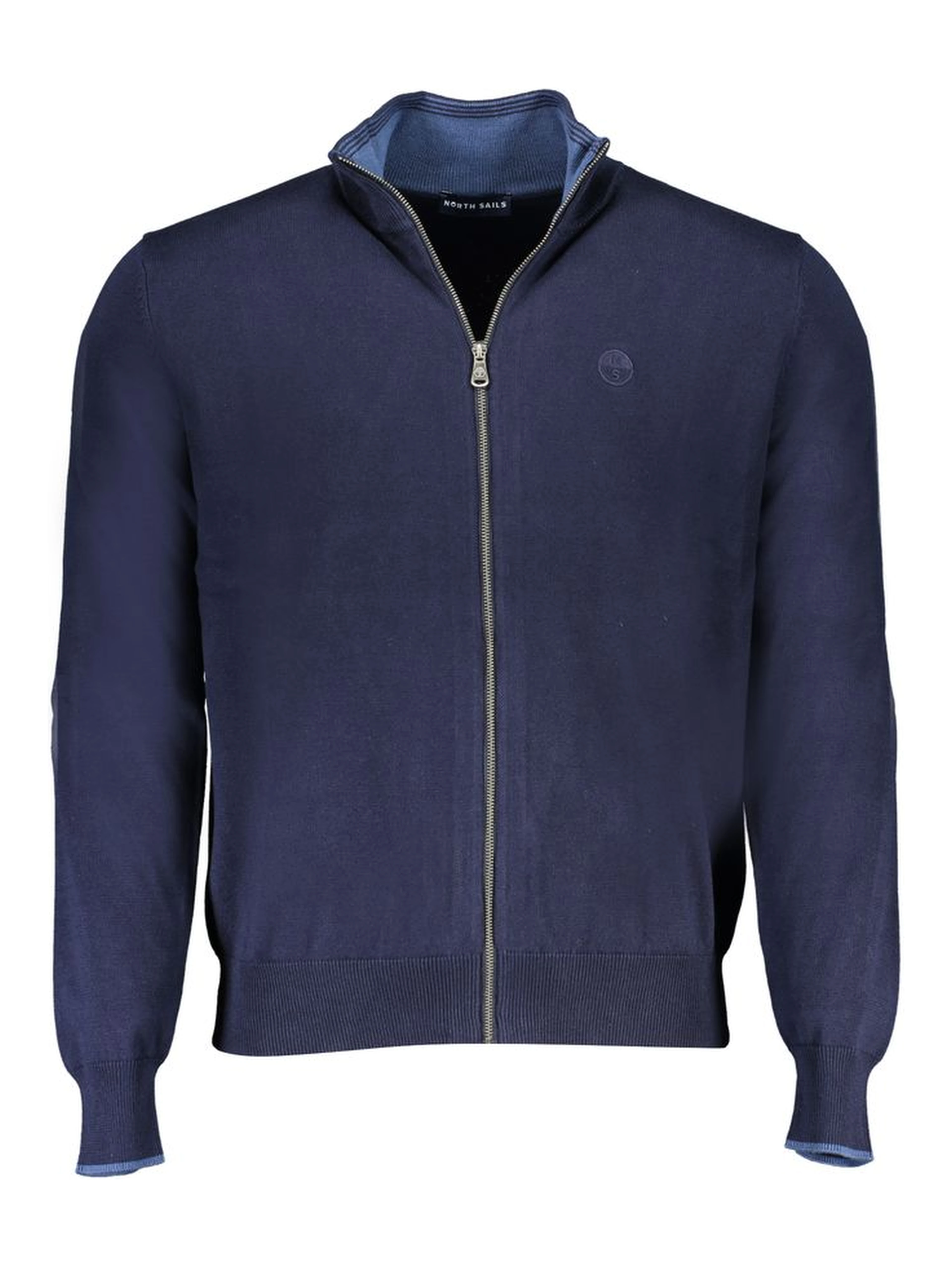 Men's blue cotton sweater with a full zip