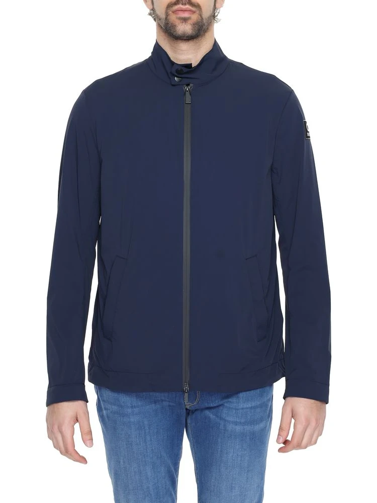Blue Nylon Full-Length Jacket