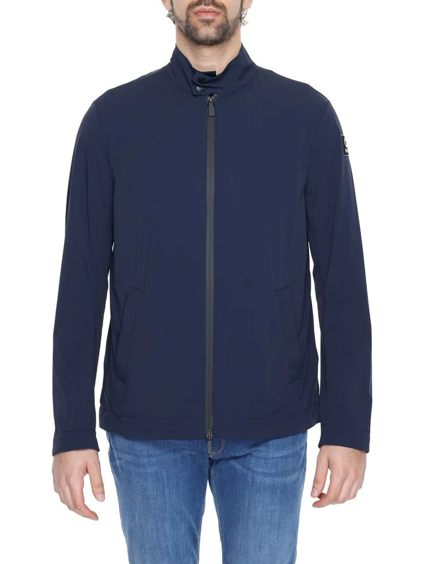 Blue Nylon Full-Length Jacket