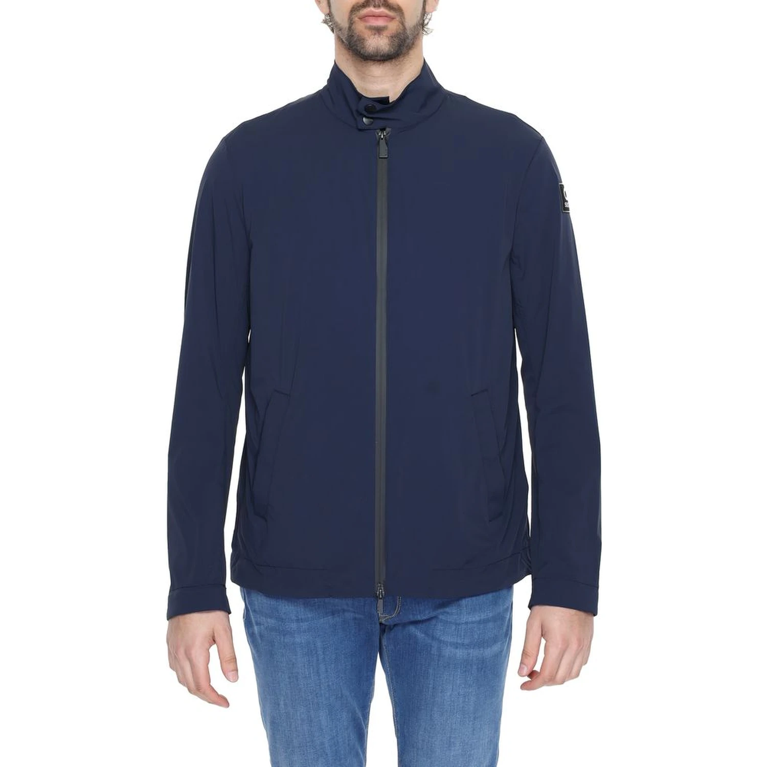 Blue Nylon Full-Length Jacket