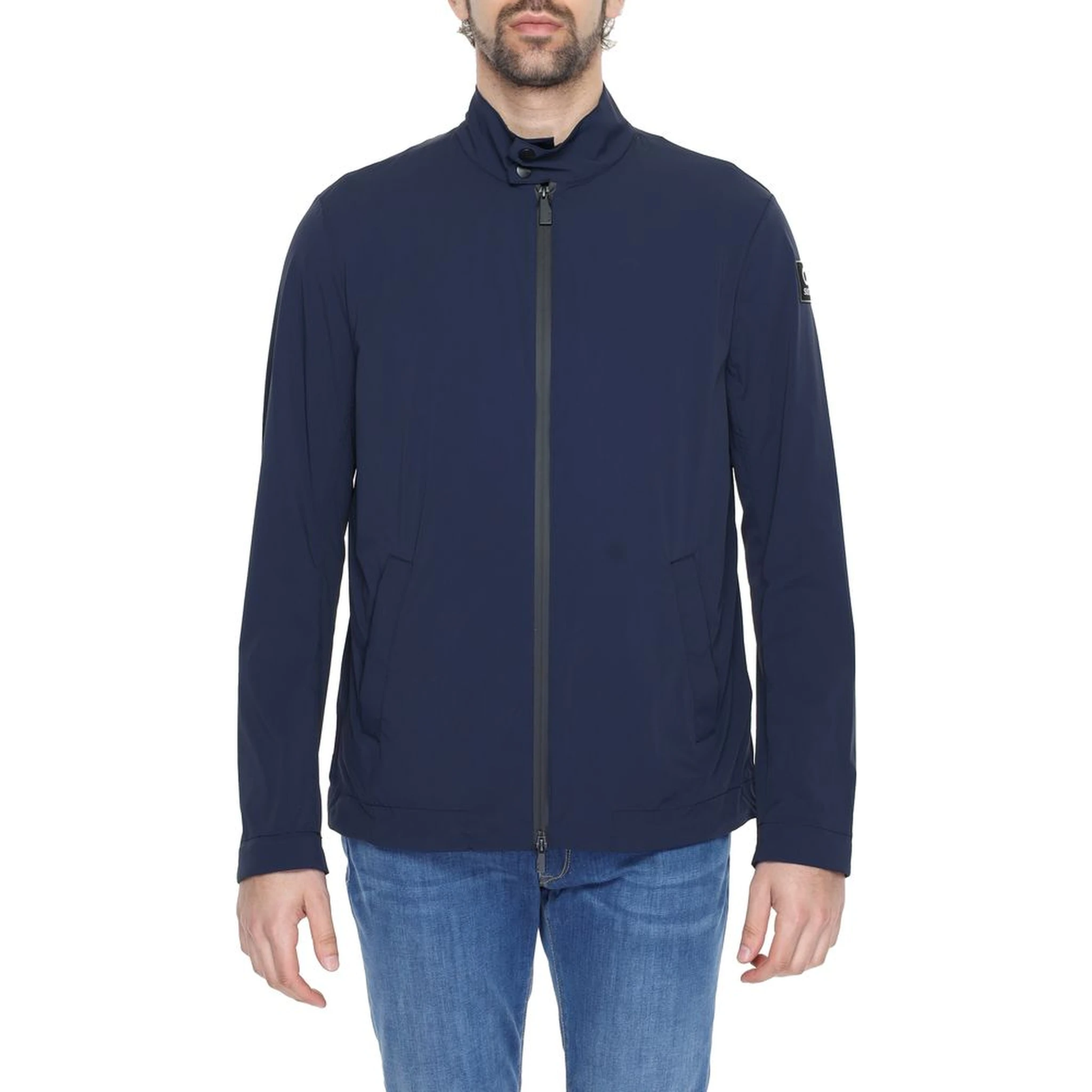 Blue Nylon Full-Length Jacket