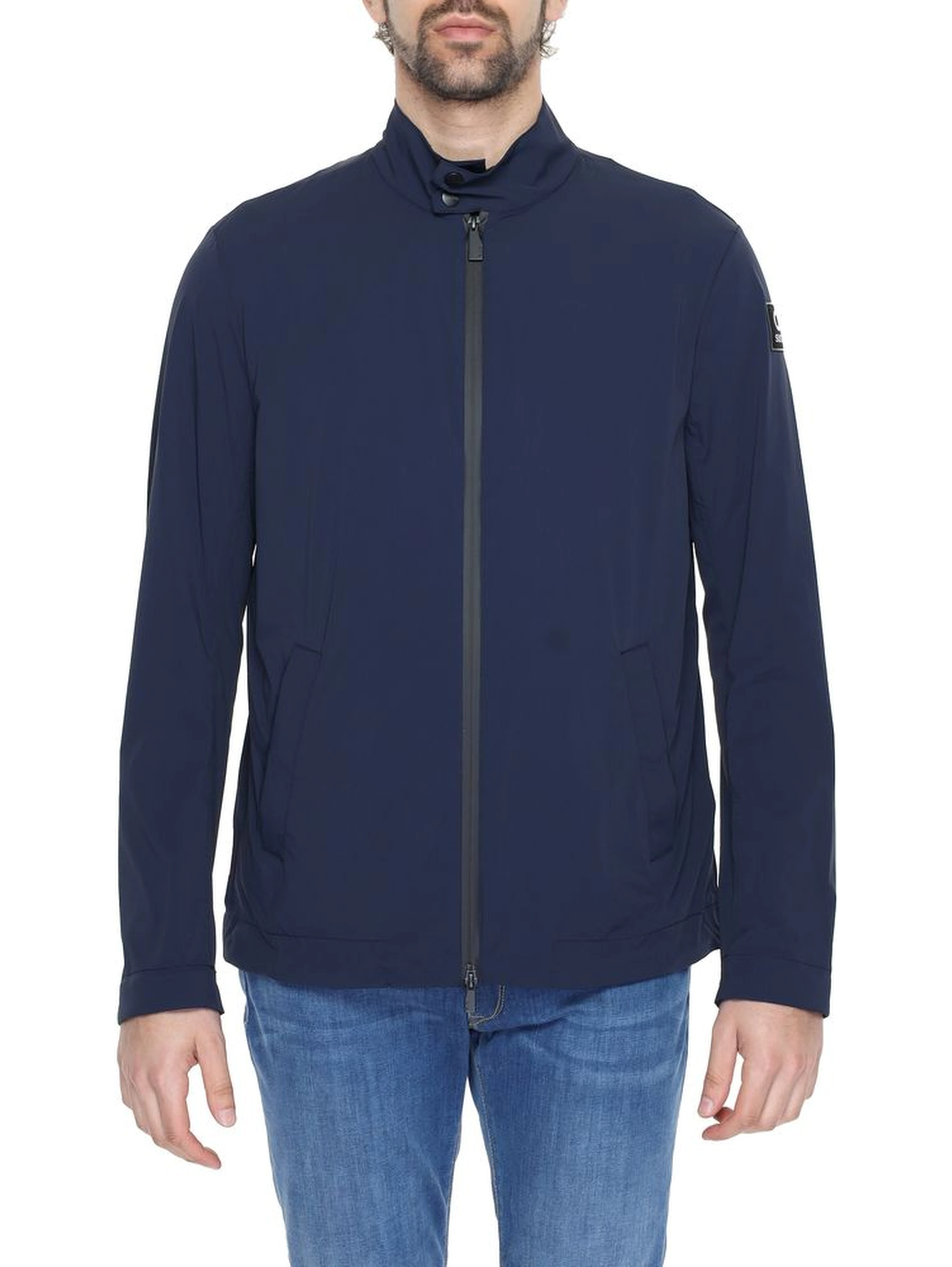 Blue Nylon Full-Length Jacket