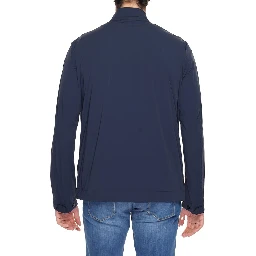 Blue Nylon Full-Length Jacket