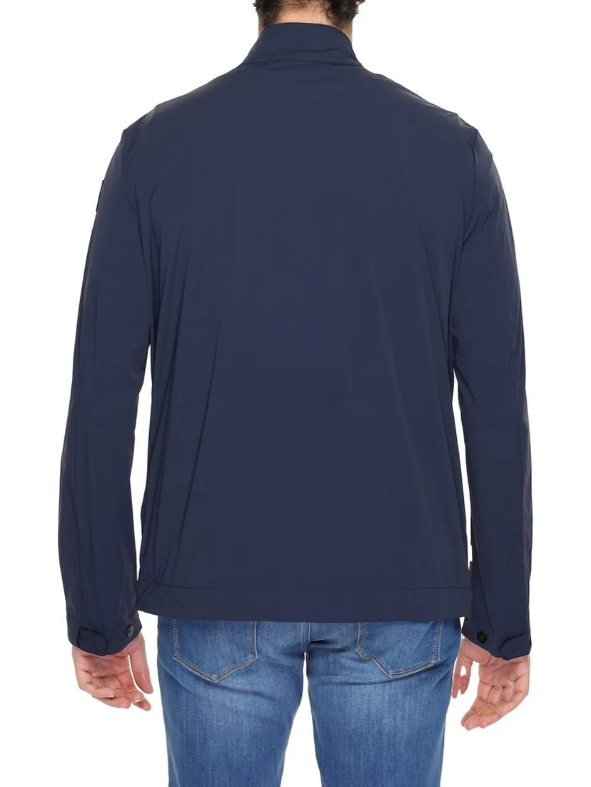 Blue Nylon Full-Length Jacket