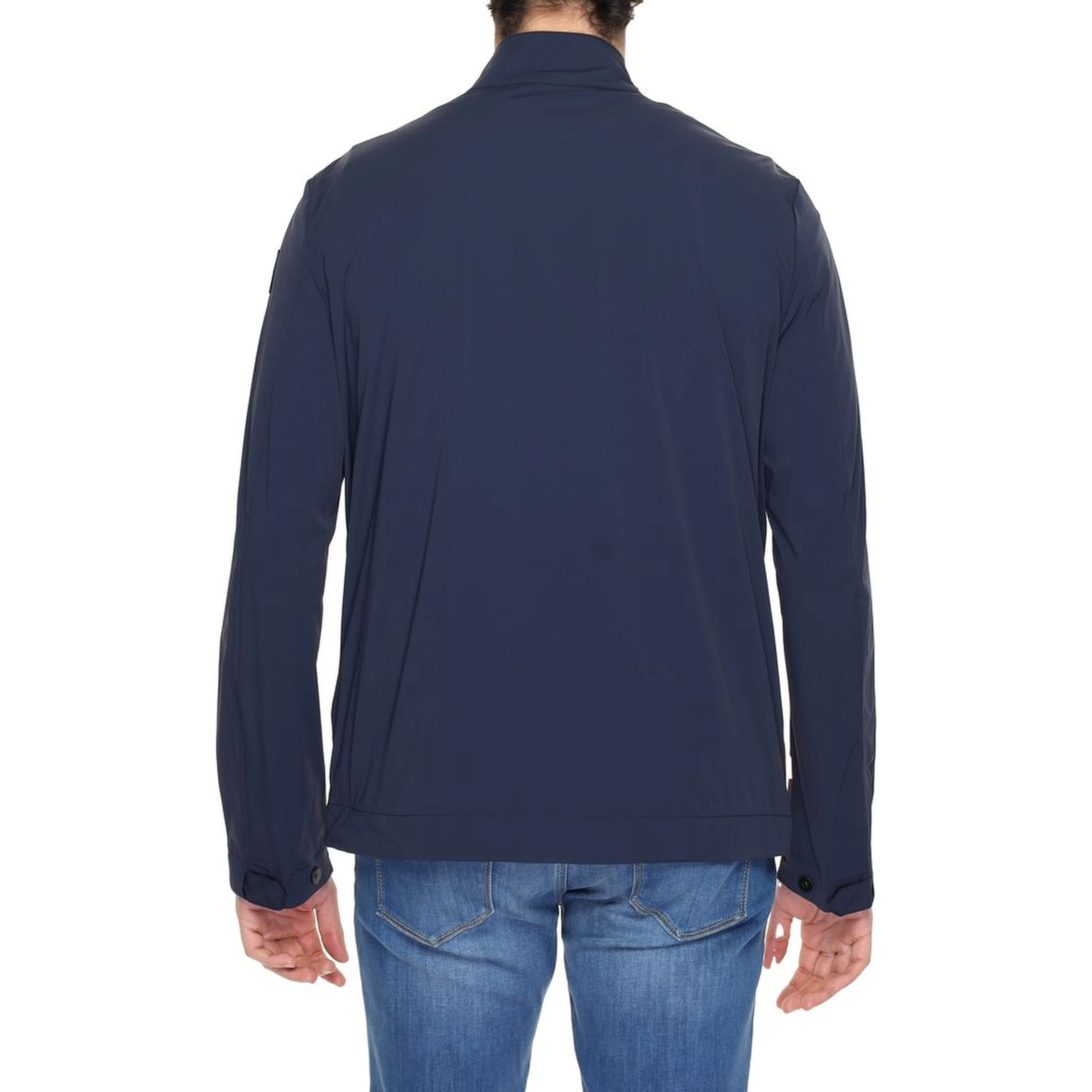 Blue Nylon Full-Length Jacket