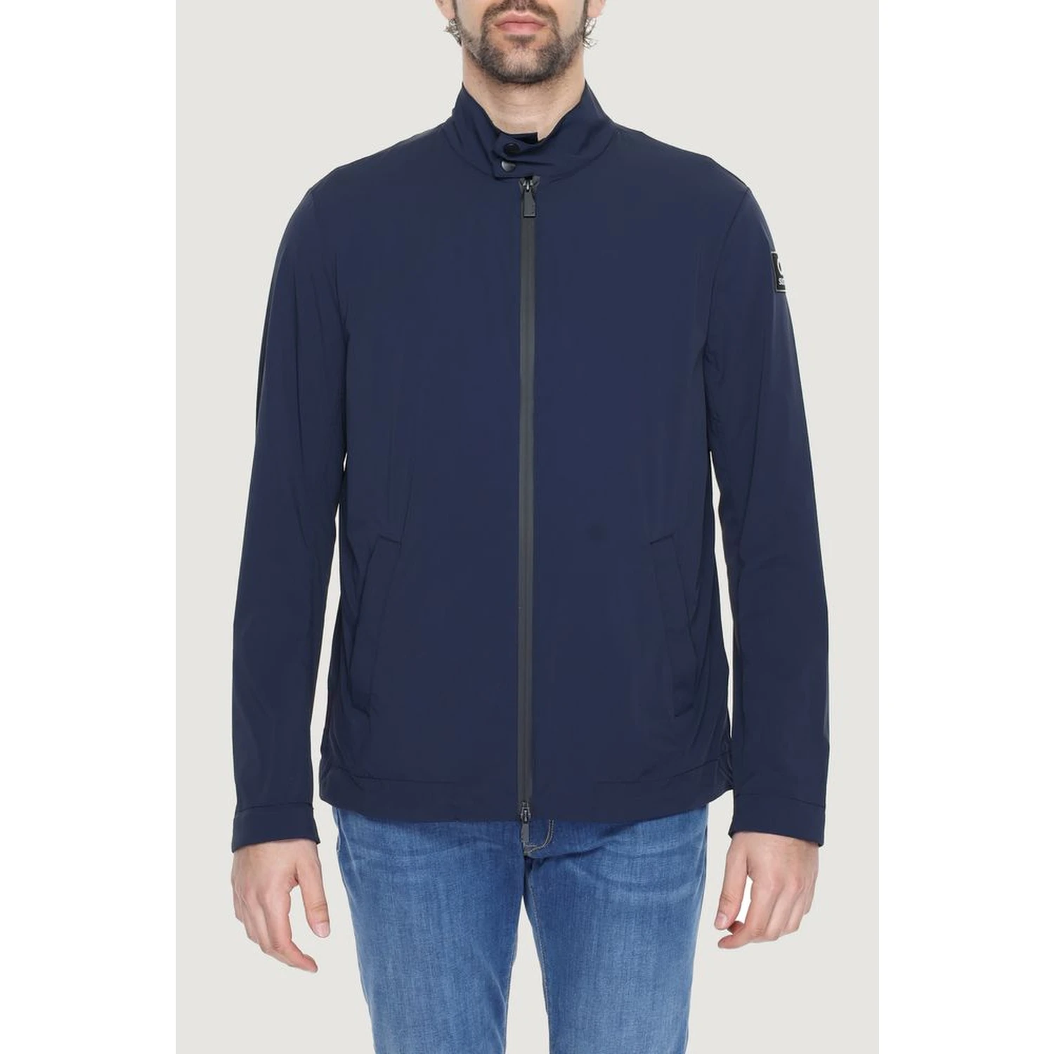Blue Nylon Full-Length Jacket