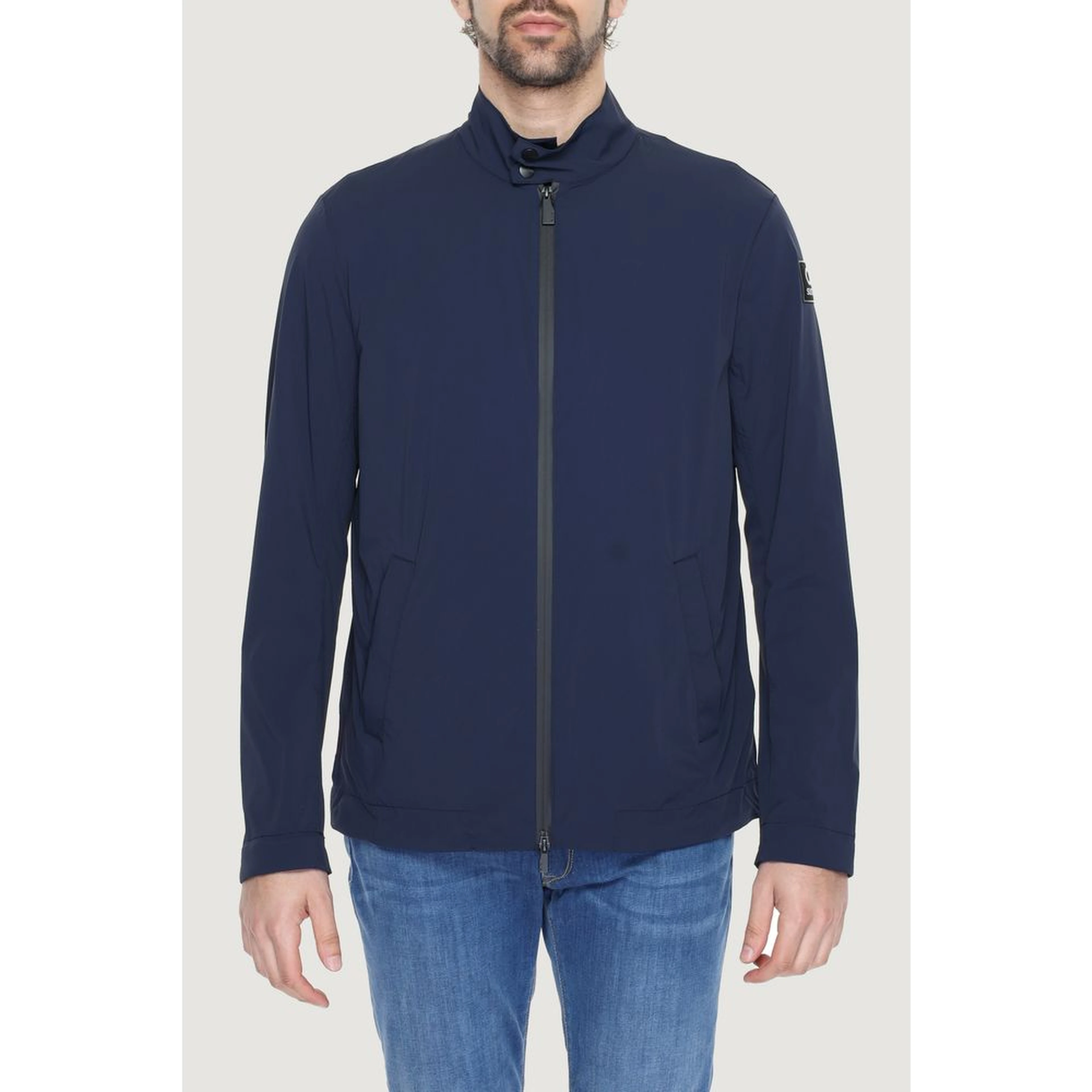 Blue Nylon Full-Length Jacket