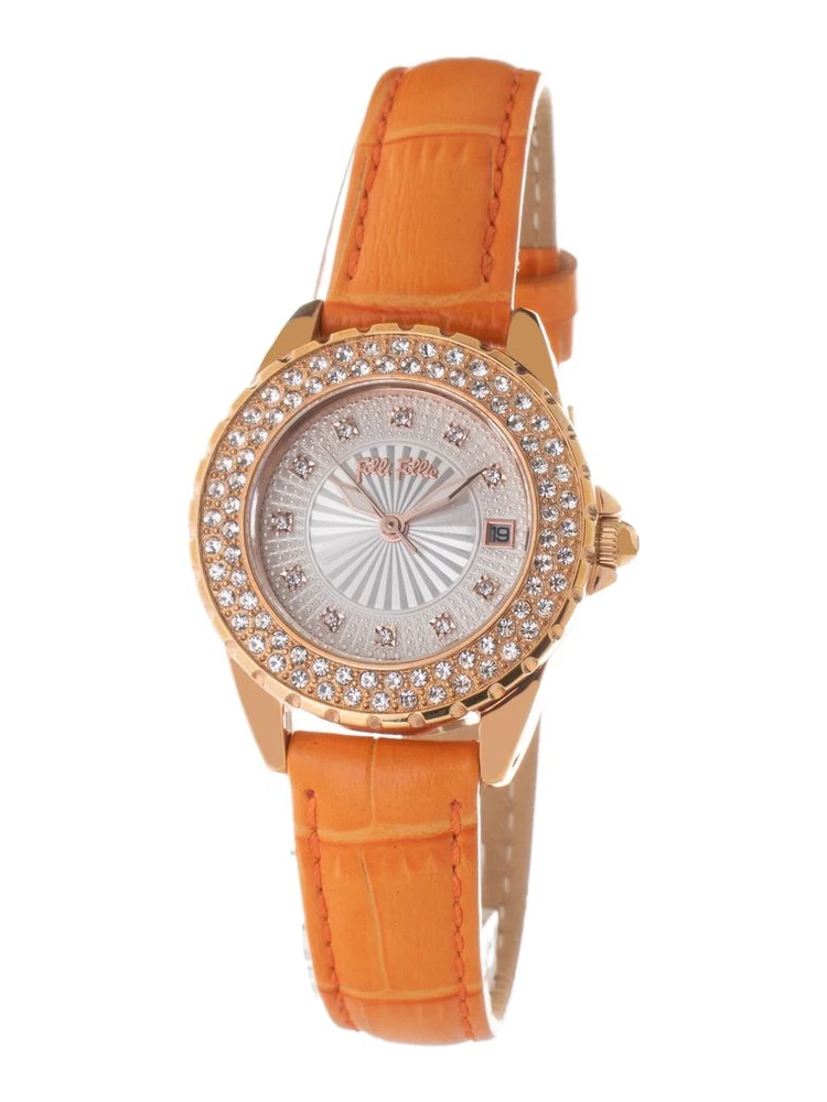 Orange Leather Dress Watch