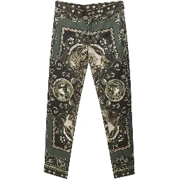 Green Cotton Casual Pants