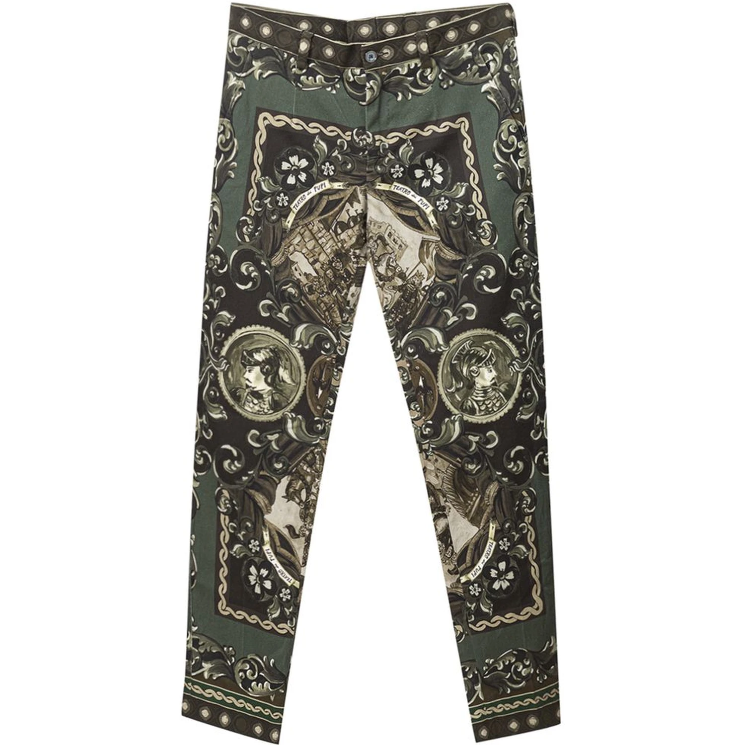 Green Cotton Casual Pants