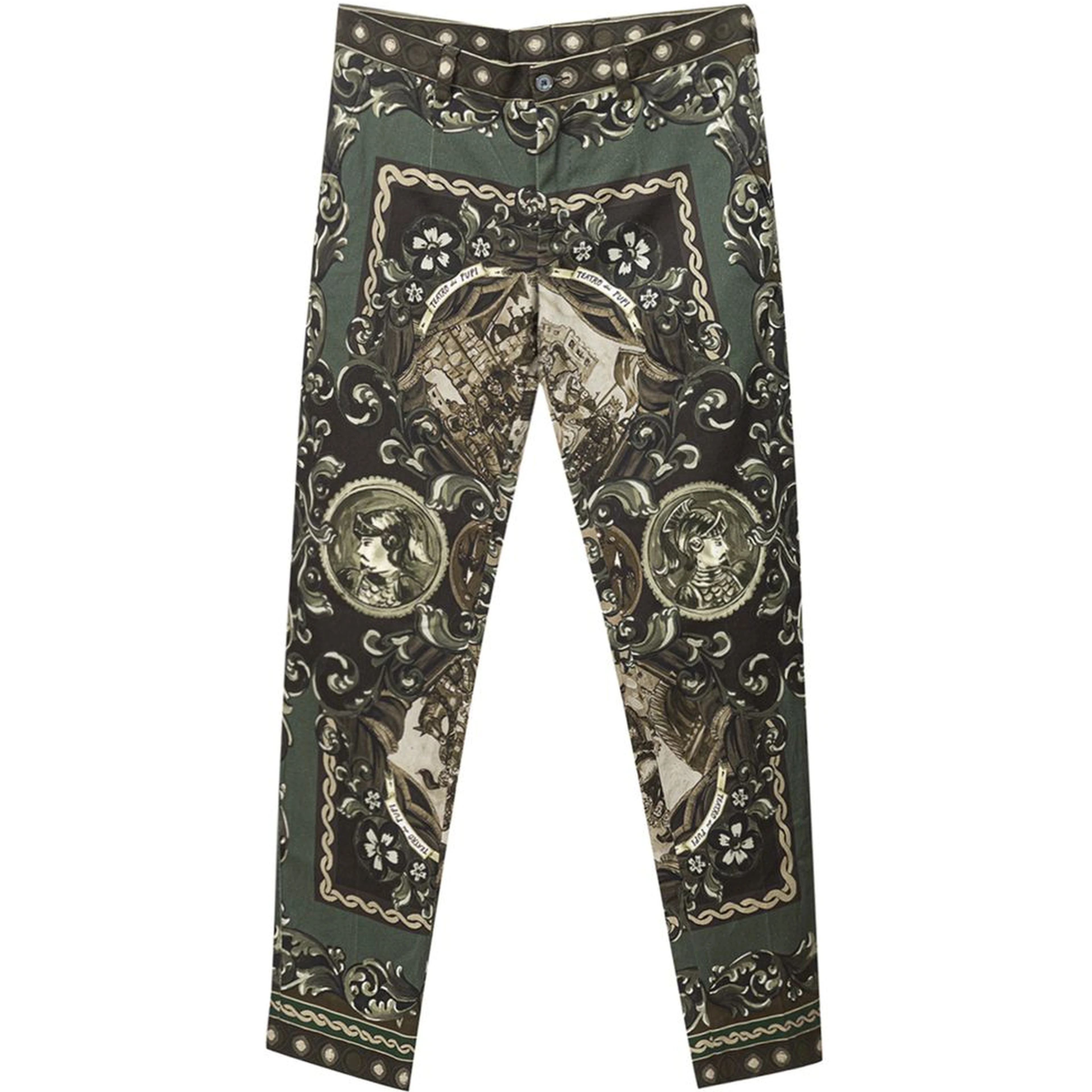 Green Cotton Casual Pants