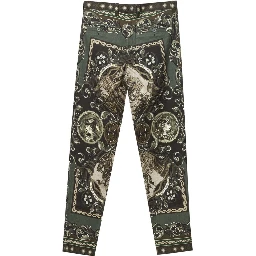 Green Cotton Casual Pants