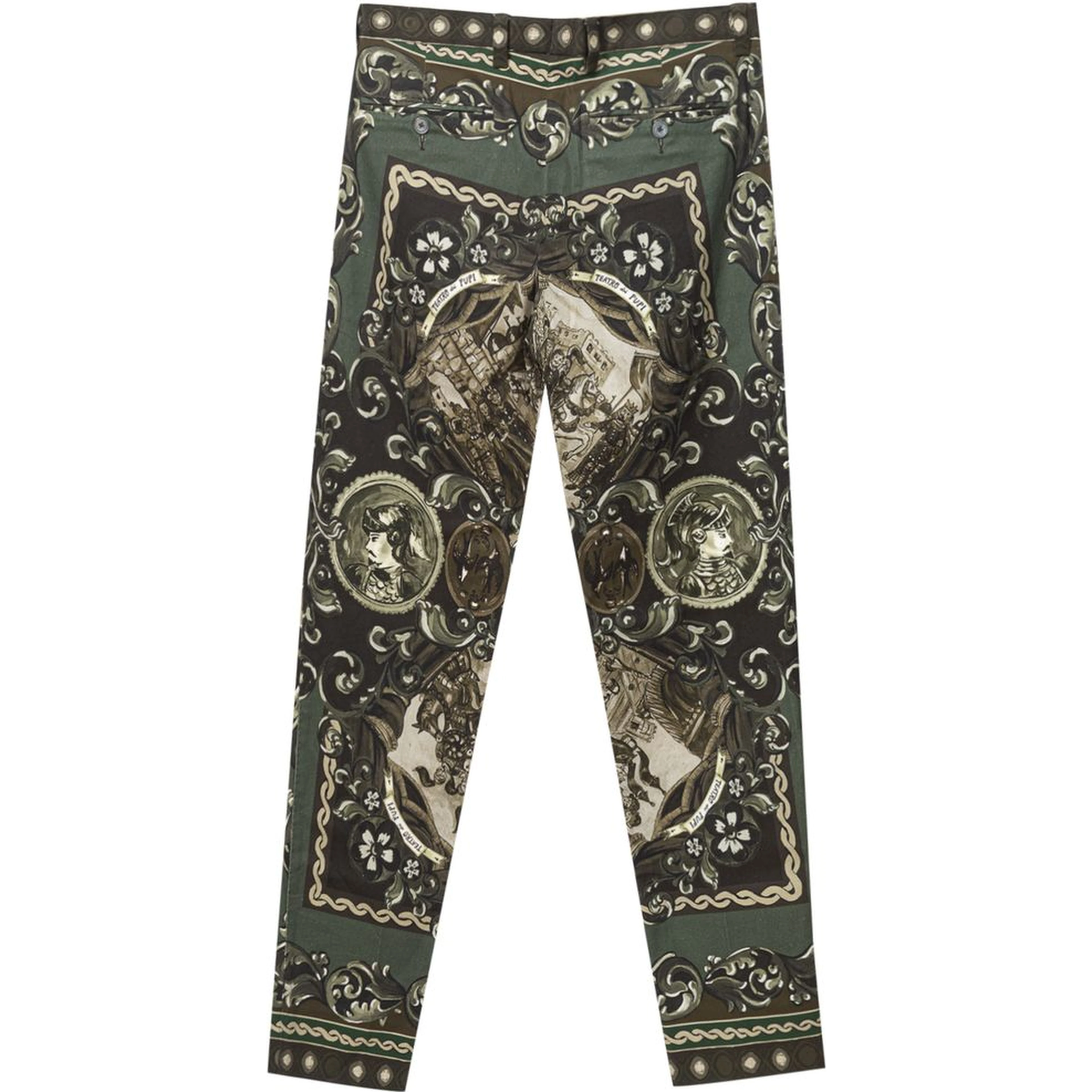 Green Cotton Casual Pants