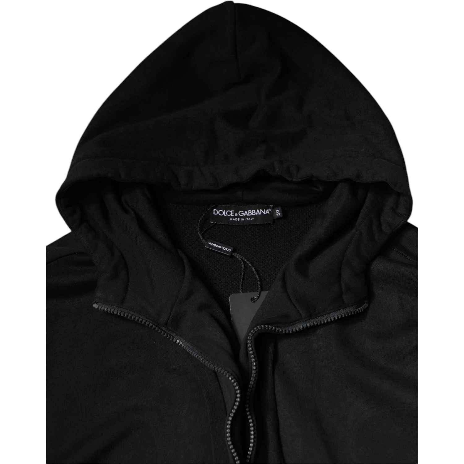 Black Cotton Full Zip Hooded Bomber Jacket