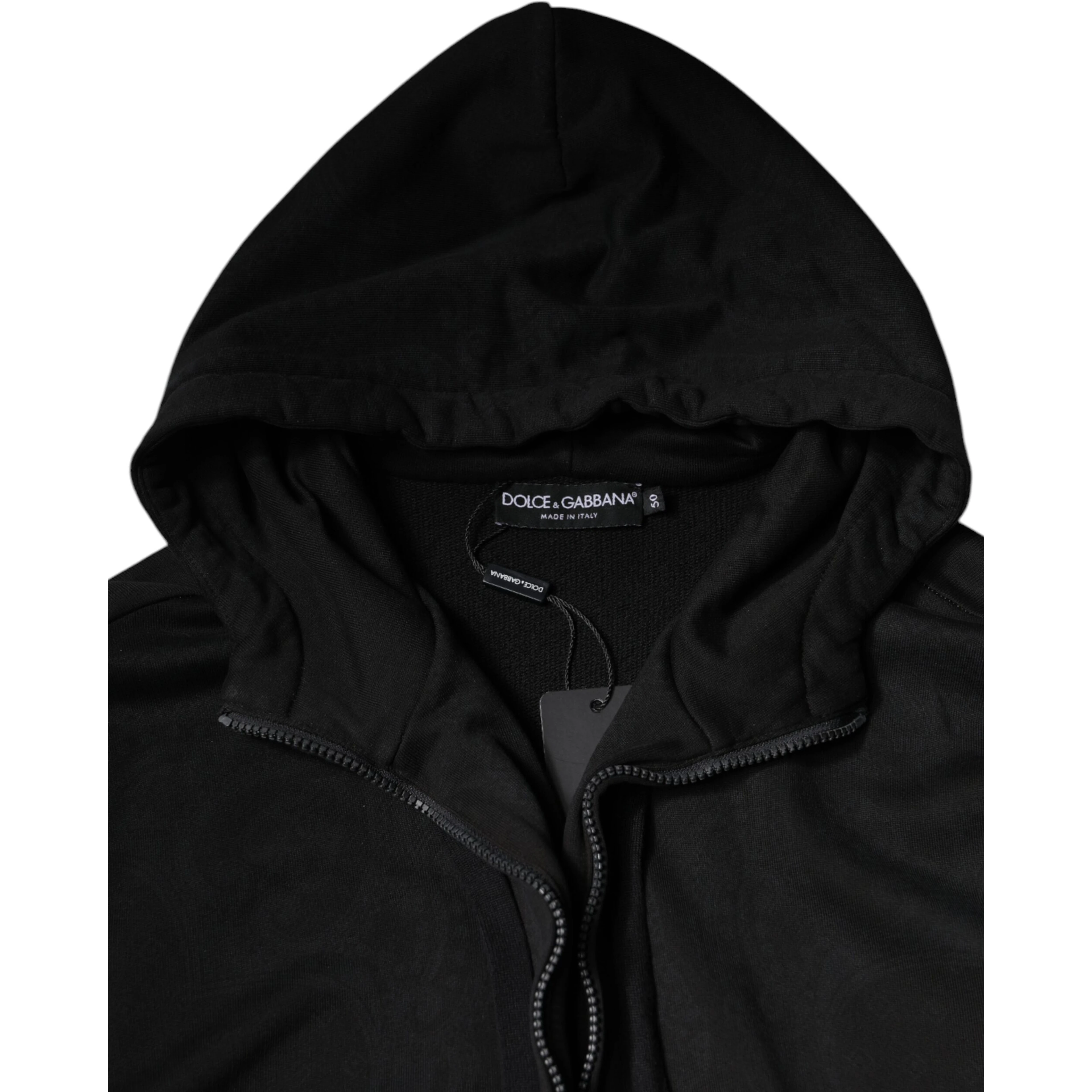 Black Cotton Full Zip Hooded Bomber Jacket