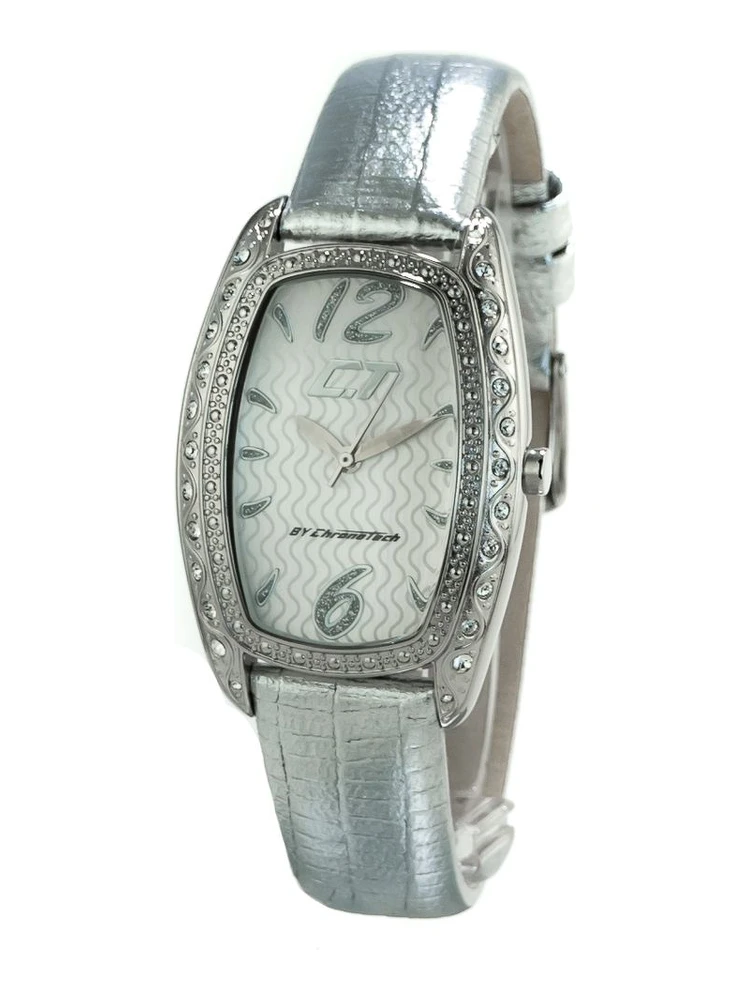 Silver Leather Dress Watch