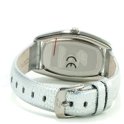 Silver Leather Dress Watch