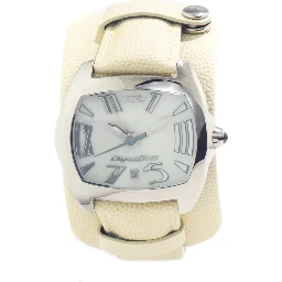 Beige Leather Dress Watch