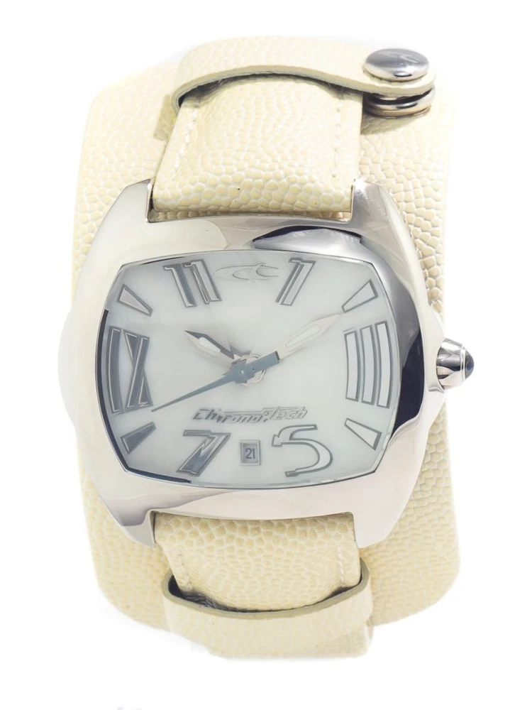 Beige Leather Dress Watch