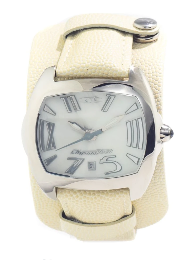 Beige Leather Dress Watch