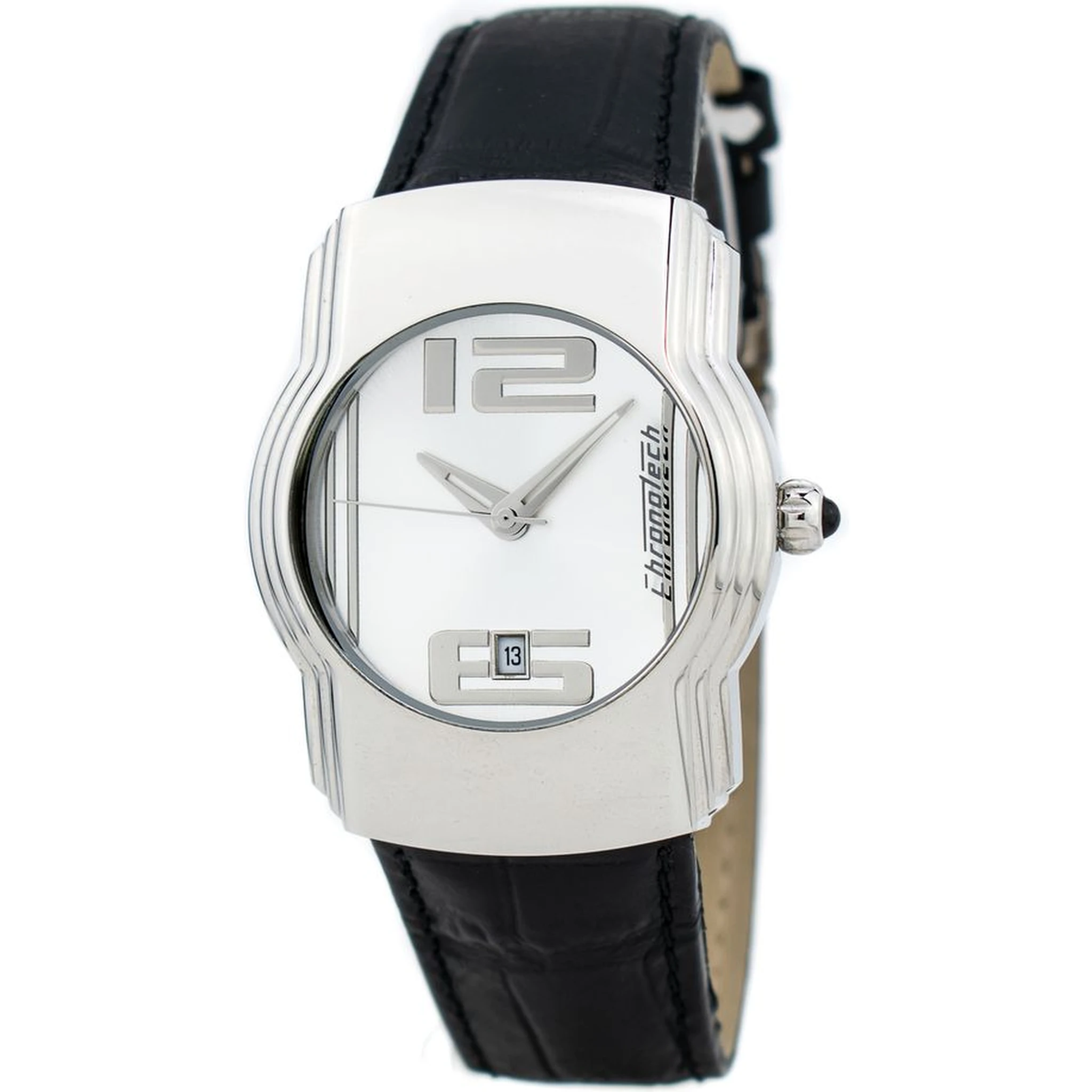 ساعة يد رسمية من الجلد الأسود