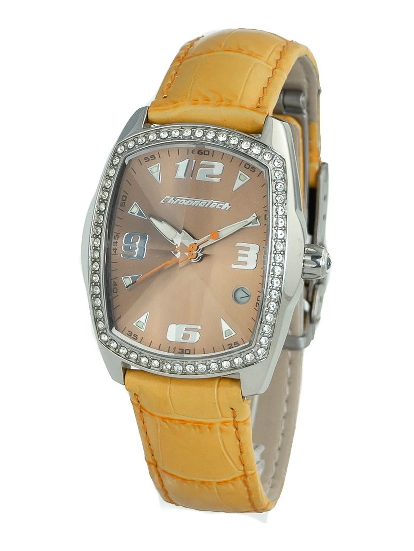 Orange Leather Dress Watch