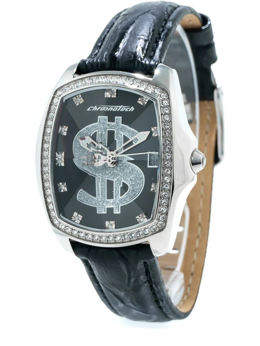 Black Leather Dress Watch