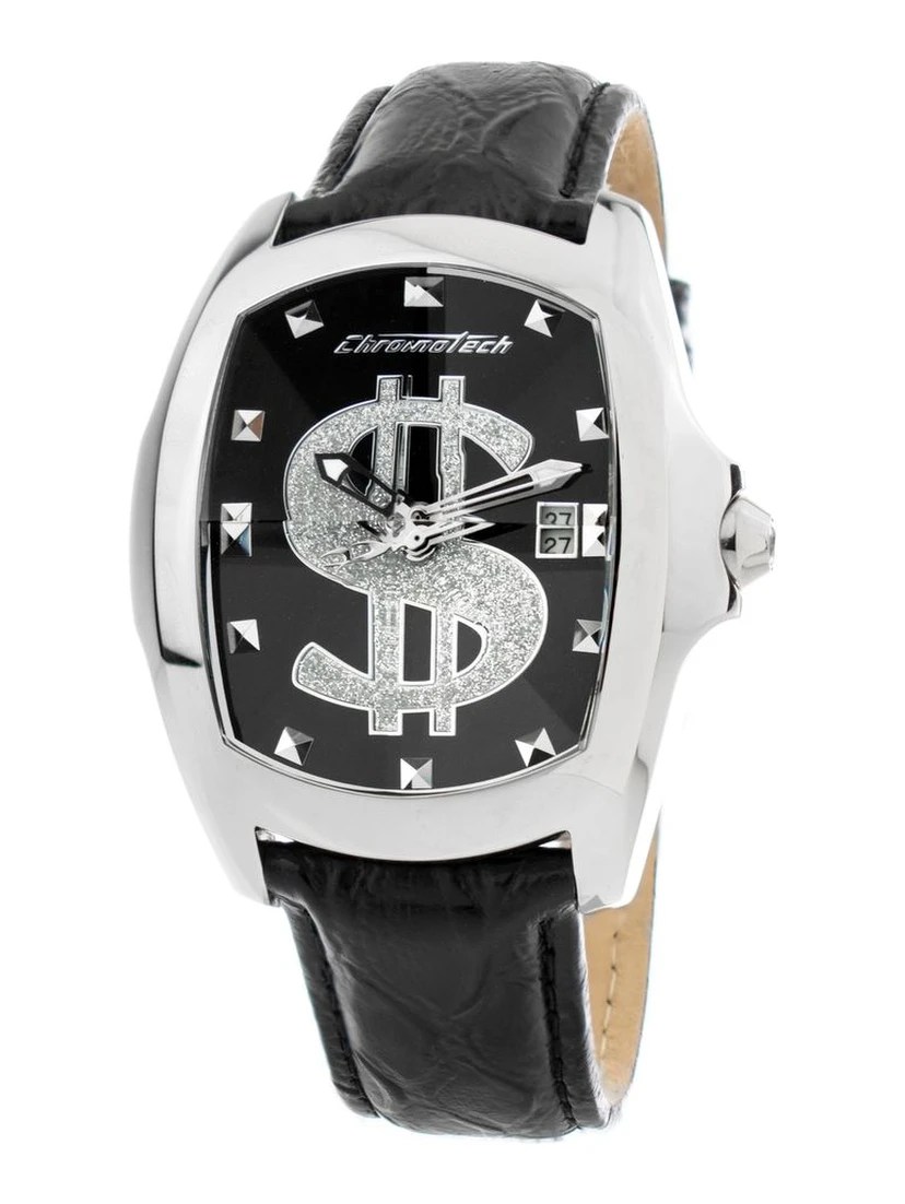 Black Leather Dress Watch