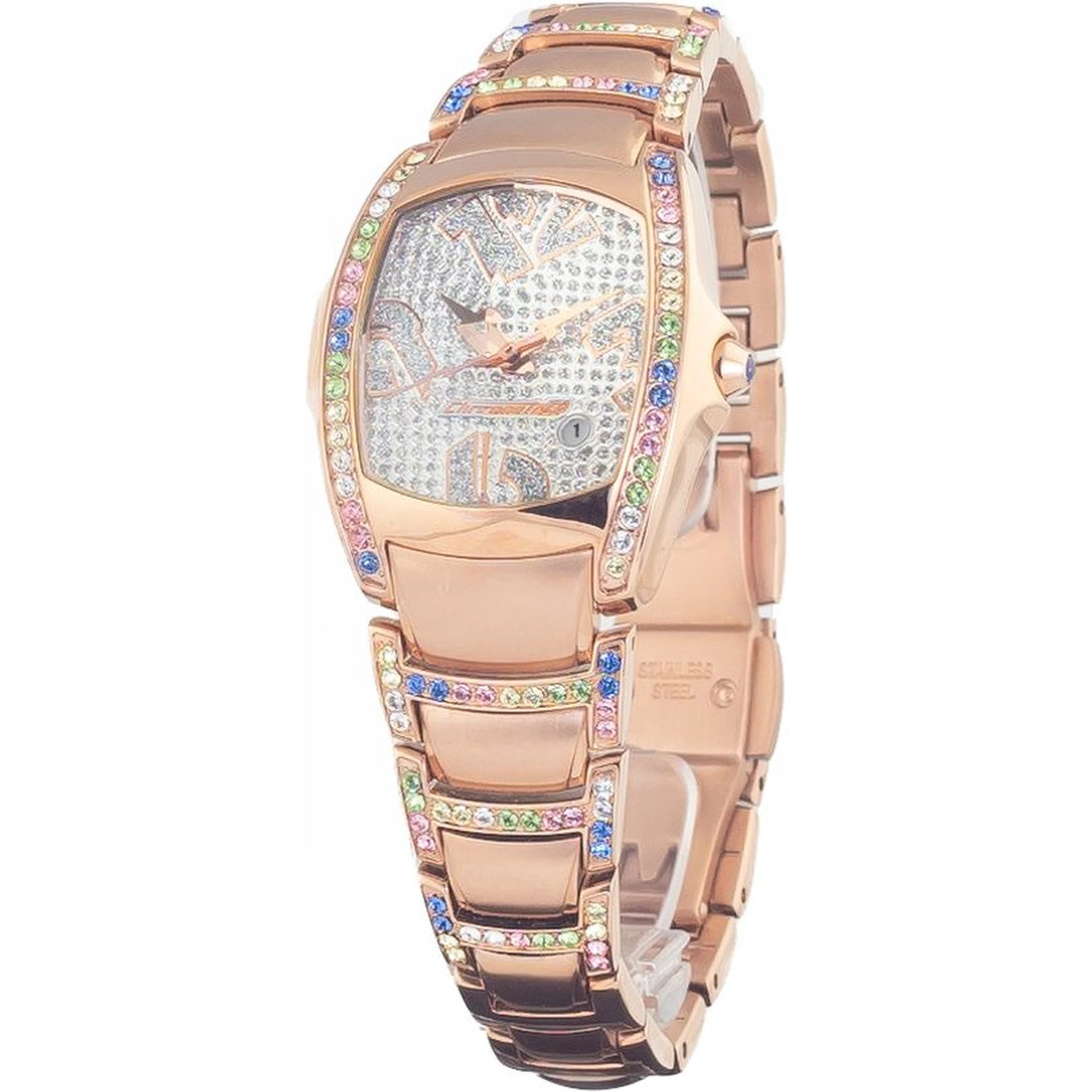 ساعة يد أنيقة متعددة الألوان من الفولاذ المقاوم للصدأ