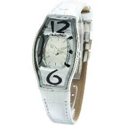 Silver Leather Dress Watch