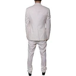 White Wool Silk 3 Piece SlimFit Formal Suit