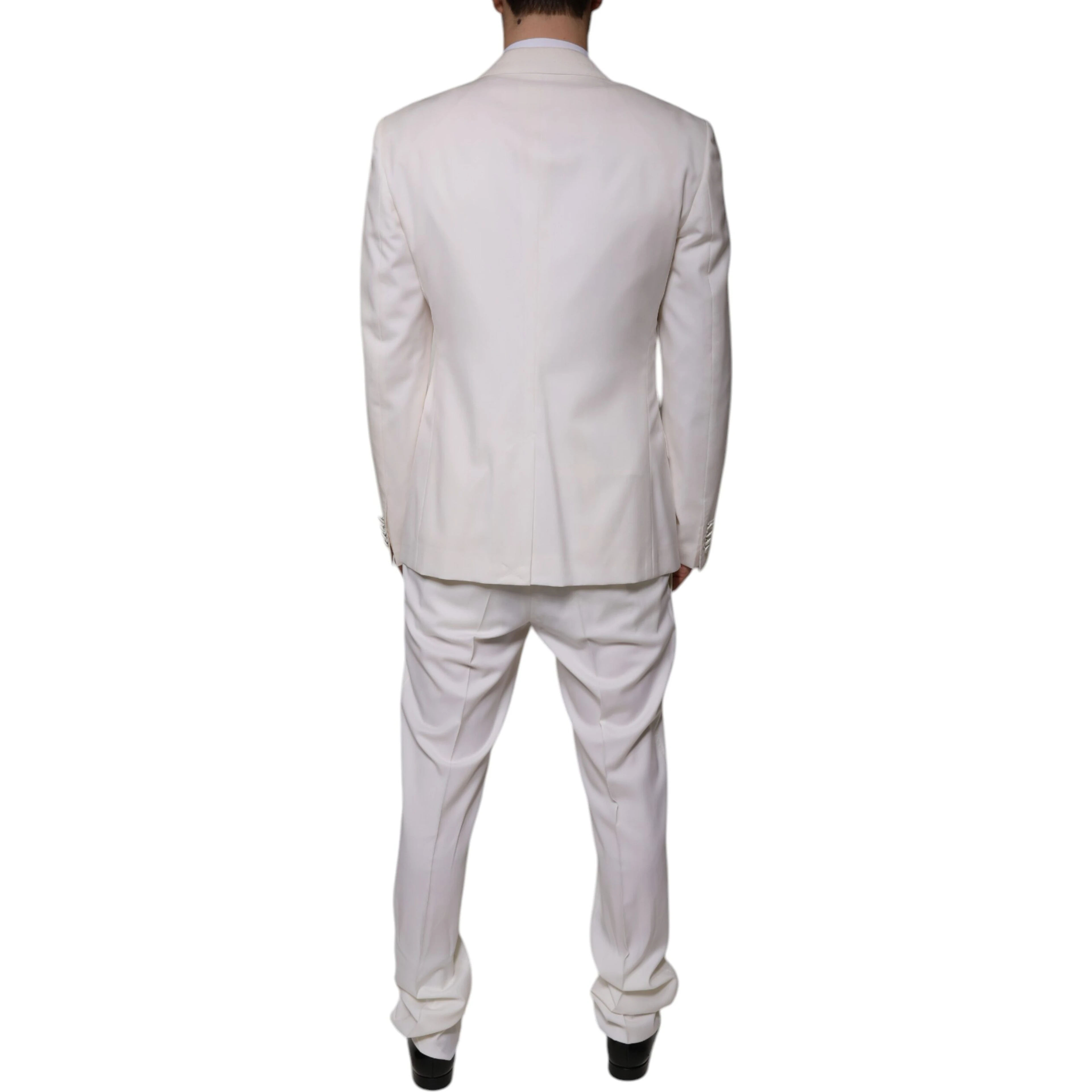 White Wool Silk 3 Piece SlimFit Formal Suit