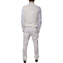 White Wool Silk 3 Piece SlimFit Formal Suit
