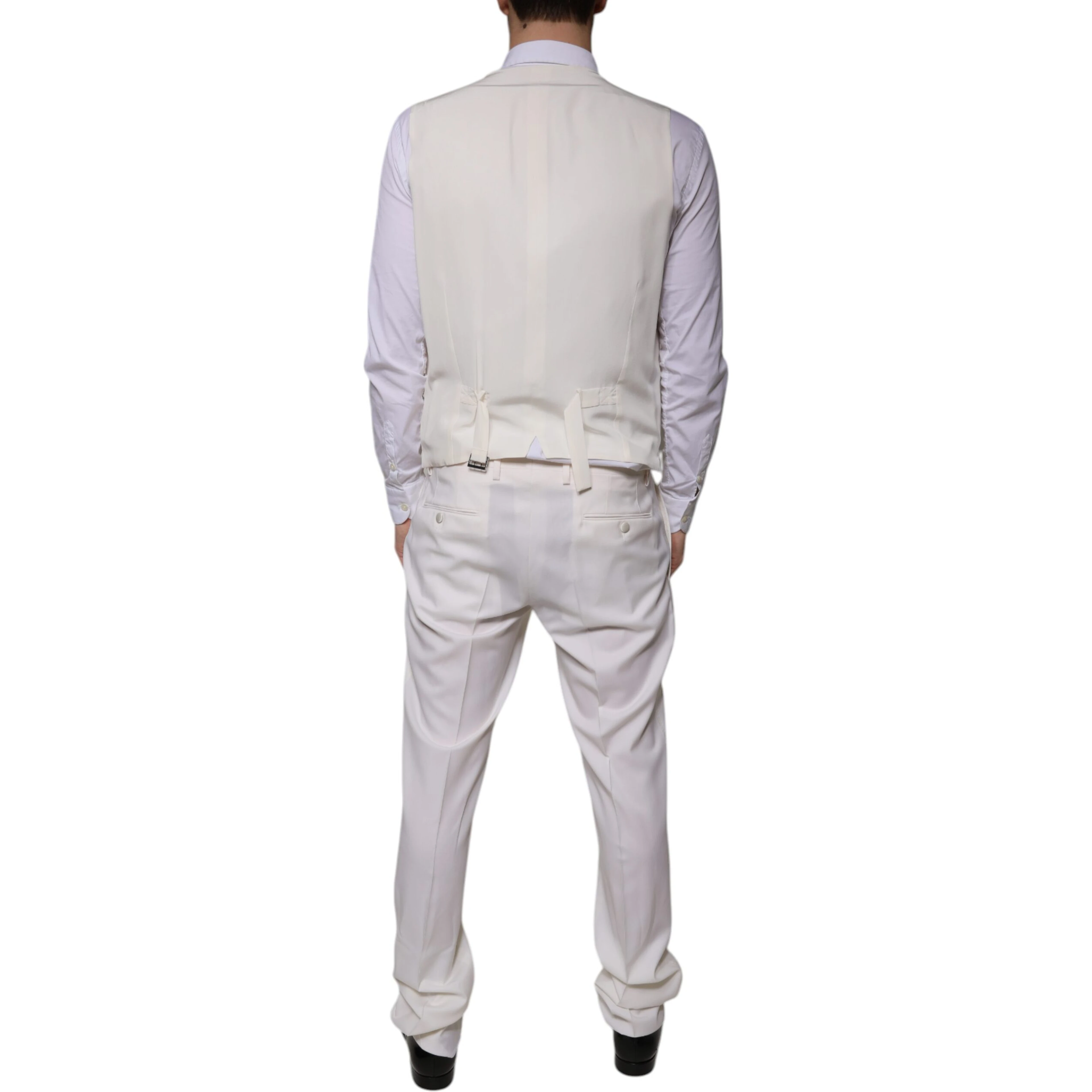 White Wool Silk 3 Piece SlimFit Formal Suit