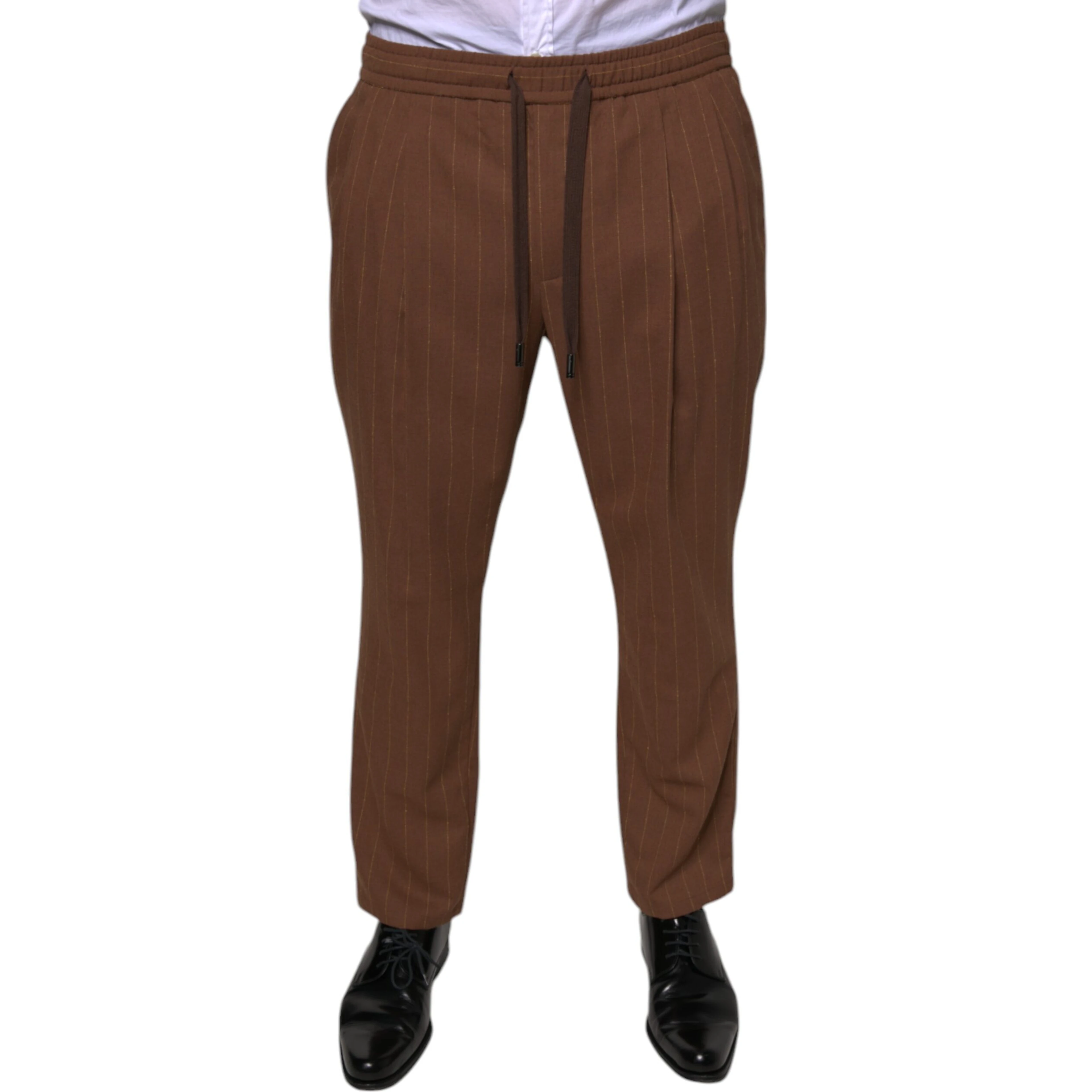 Brown Stripes Skinny Men Dress Pants