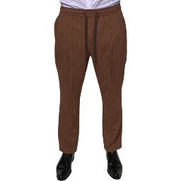 Brown Stripes Skinny Men Dress Pants