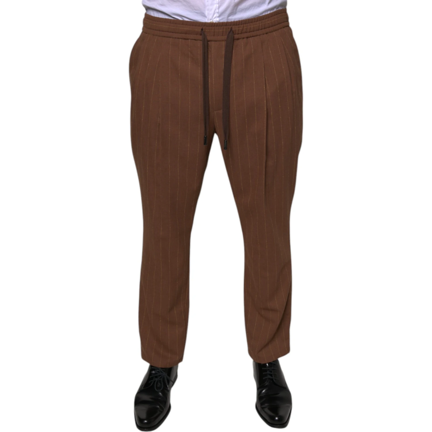 Brown Stripes Skinny Men Dress Pants