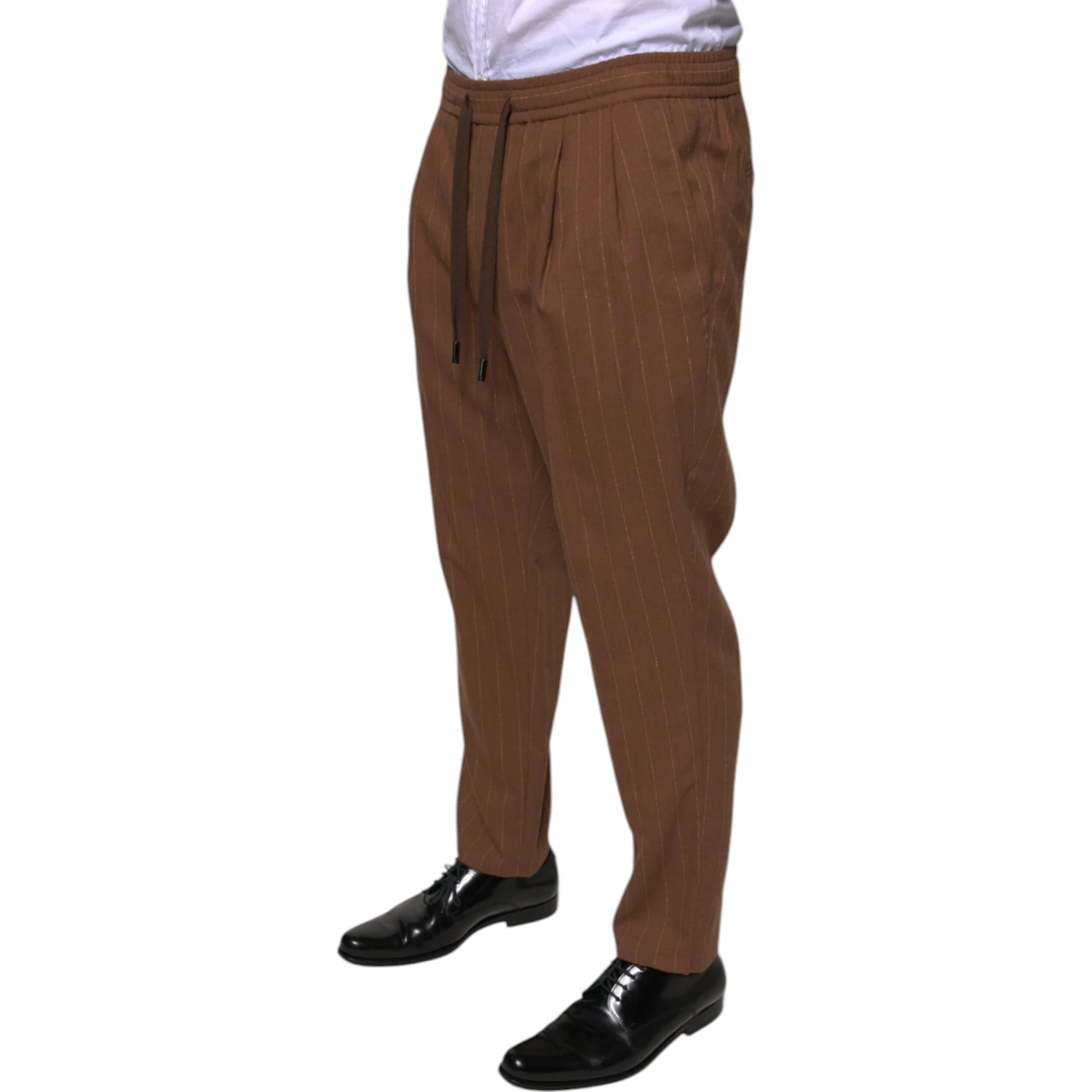 Brown Stripes Skinny Men Dress Pants