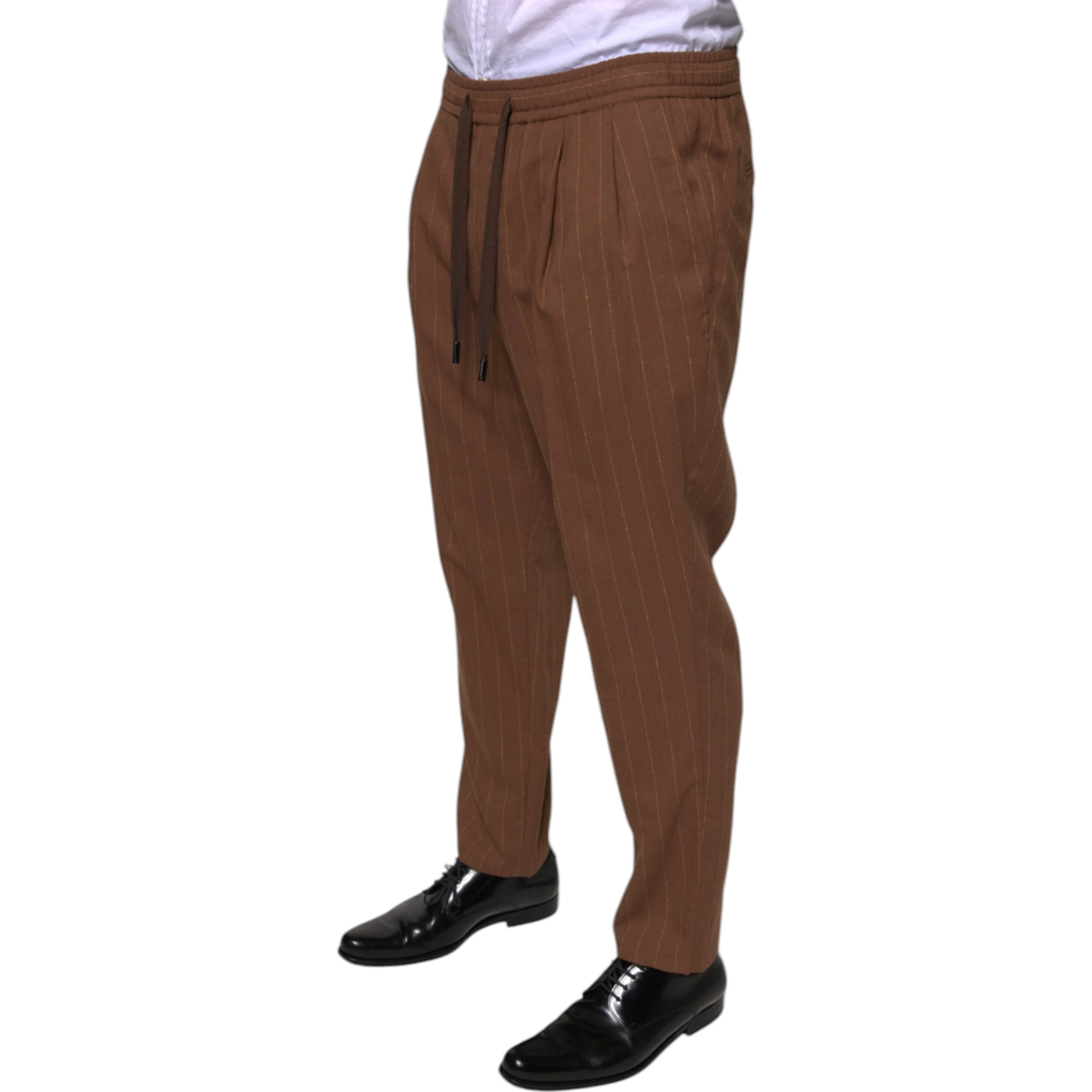 Brown Stripes Skinny Men Dress Pants