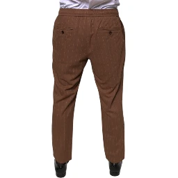 Brown Stripes Skinny Men Dress Pants