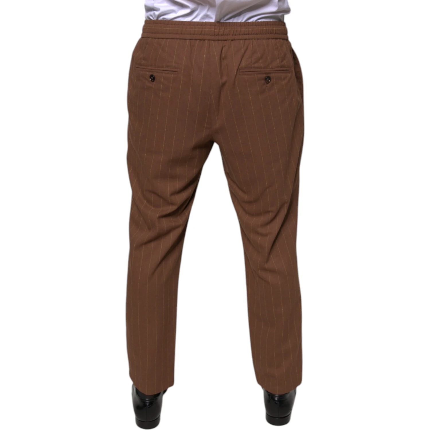 Brown Stripes Skinny Men Dress Pants