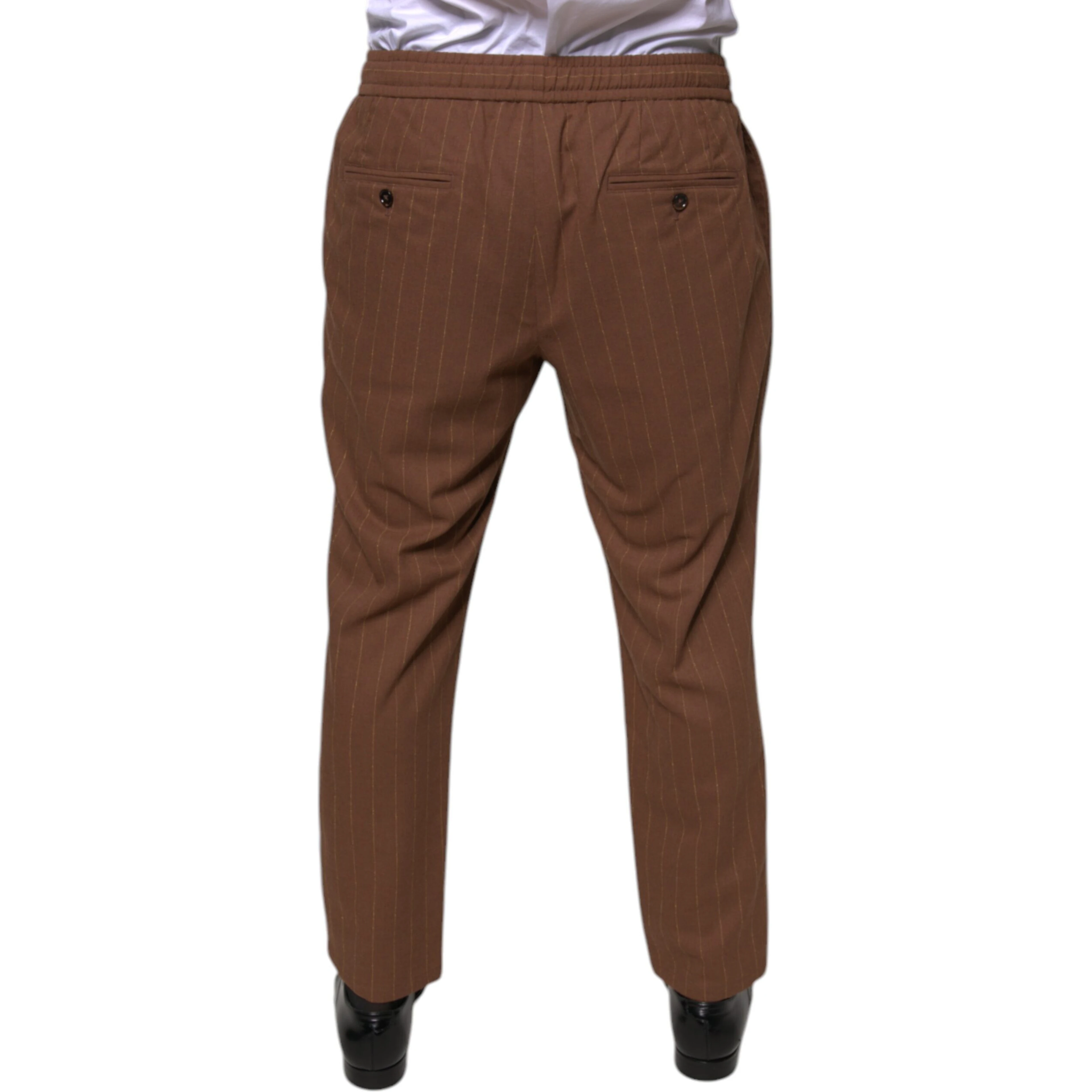 Brown Stripes Skinny Men Dress Pants