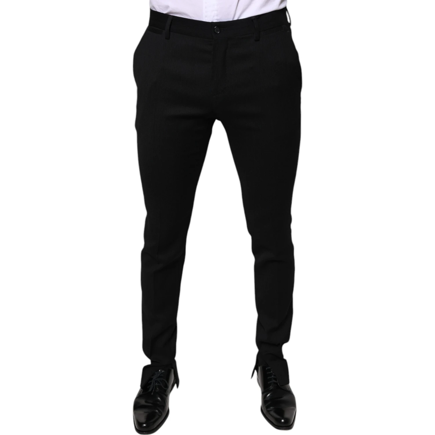 Black Wool Skinny Formal Dress Pants